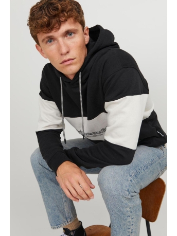 Jack & Jones Trui JORLAKEWOOD SWEAT HOOD BF LN 12246802 Black/BLOCKING