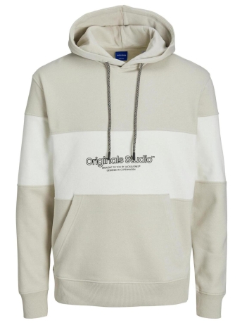 Jack & Jones Trui JORLAKEWOOD SWEAT HOOD BF LN 12246802 Moonbeam/BLOCKING