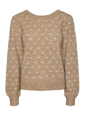 Pieces Trui PCJESSICA LS REVERSIBLE KNIT BC 17141384 Silver Mink/ BIRCH DOTS