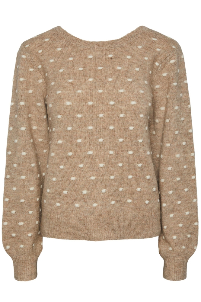 PCJESSICA LS REVERSIBLE KNIT BC 17141384 Silver Mink/ BIRCH DOTS