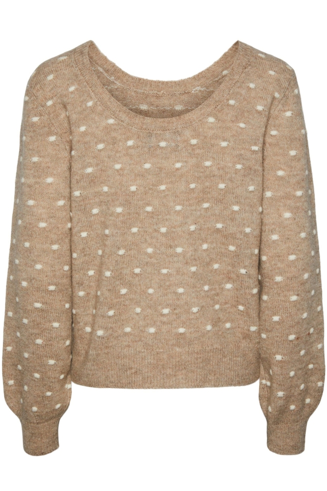 PCJESSICA LS REVERSIBLE KNIT BC 17141384 Silver Mink/ BIRCH DOTS