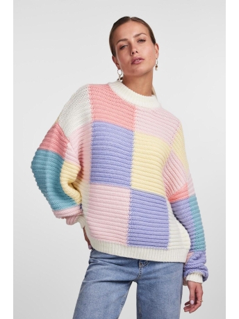 Pieces Trui PCJAMIE LS O-NECK KNIT BC 17142882 Cloud Dancer/EASTER-FLP