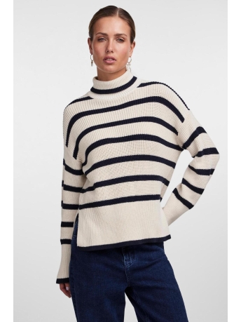 Pieces Trui PCJUNE LS ROLL NECK KNIT 17141390 BIRCH/SKY CAPTAIN