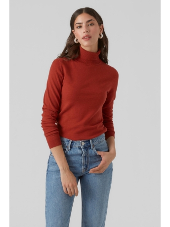 Vero Moda Trui VMHAPPINESS LS ROLLNK PULLOVE GA BO 10296195 Red Ochre