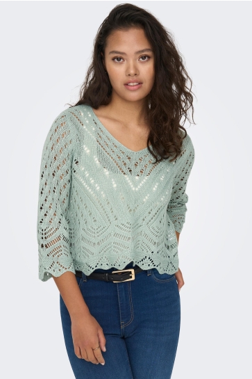Jacqueline de Yong Trui JDYNEW SUN 3/4 CROPPED PULLOVER KNT 15212788 JADEITE