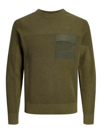 Jack & Jones Trui JCODIGITAL KNIT CREW NECK 12246495 OLIVE NIGHT