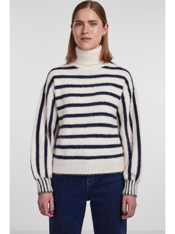Pieces Trui PCSMIA LS HIGH NECK KNIT PA 17144222 Cloud Dancer/Night Sky