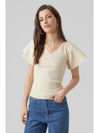 Vero Moda T-shirt VMGINNY SS V-NECK PULLOVER NOOS 10278323 Eggnog