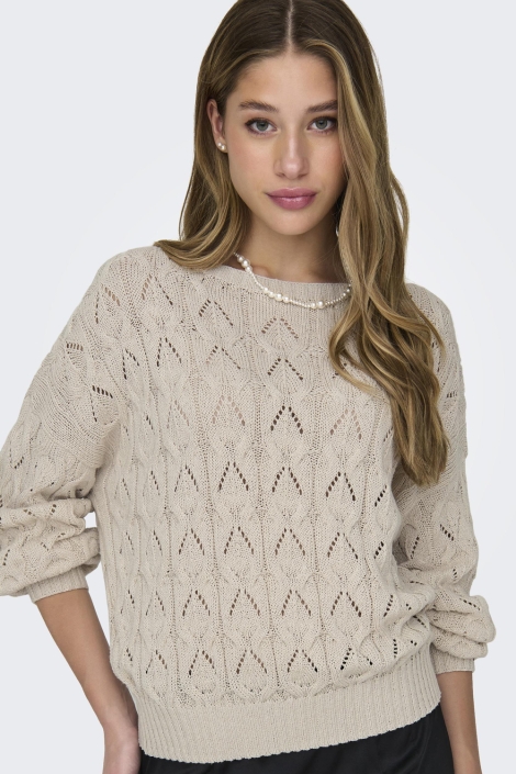 Only beige dames trui | Model vooraanzicht