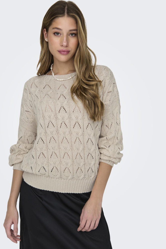 Only beige dames trui | Model vooraanzicht