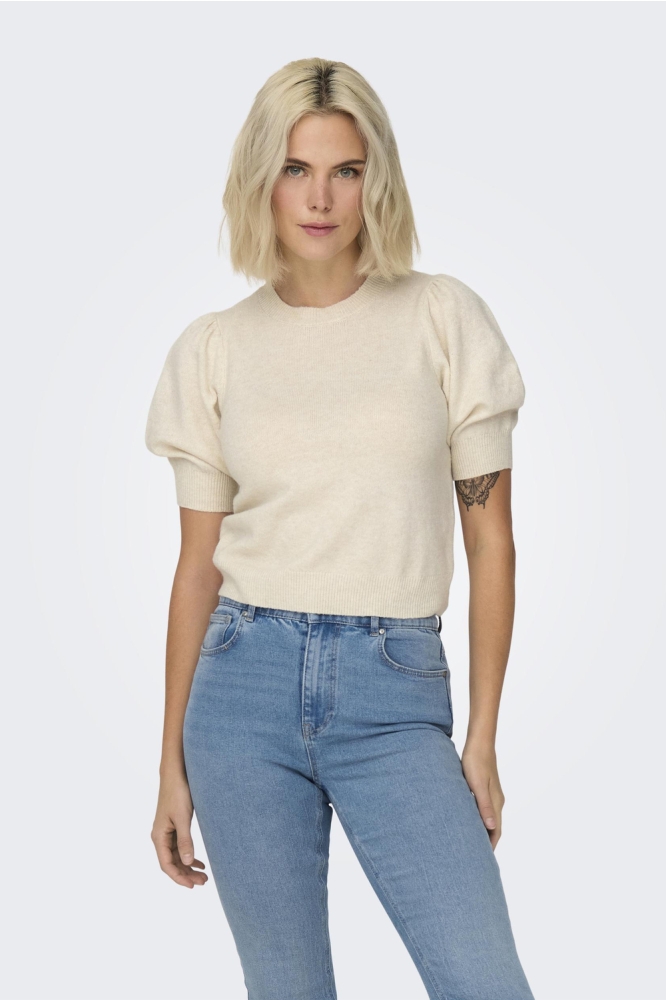 Only beige dames trui | Model vooraanzicht
