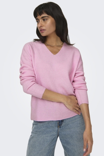 Only ONLCAMILLA V-NECK L/S PULLOVER KNT 15204588 Pink Lady