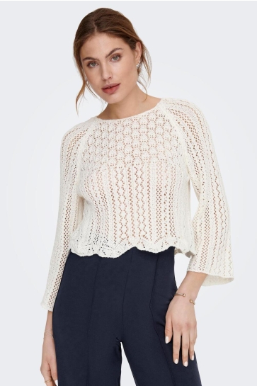 Only Trui ONLNOLA LIFE 3/4 PULLOVER KNT NOOS 15233173 CLOUD DANCER