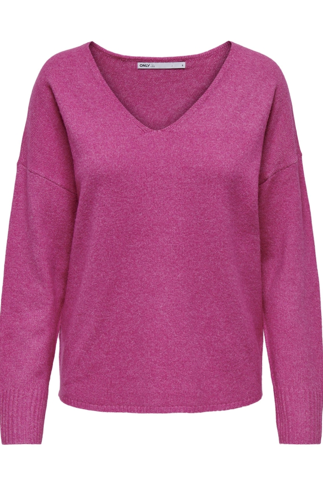 ONLRICA LIFE L/S V-NECK PULLO KNT N 15224360 Raspberry Rose/Melange