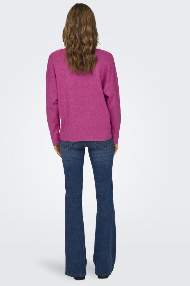 ONLRICA LIFE L/S V-NECK PULLO KNT N 15224360 Raspberry Rose/Melange