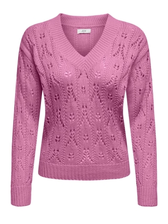 Jacqueline de Yong Trui JDYJUDITH L/S V-NECK PULLOVER KNT 15300304 CYCLAMEN