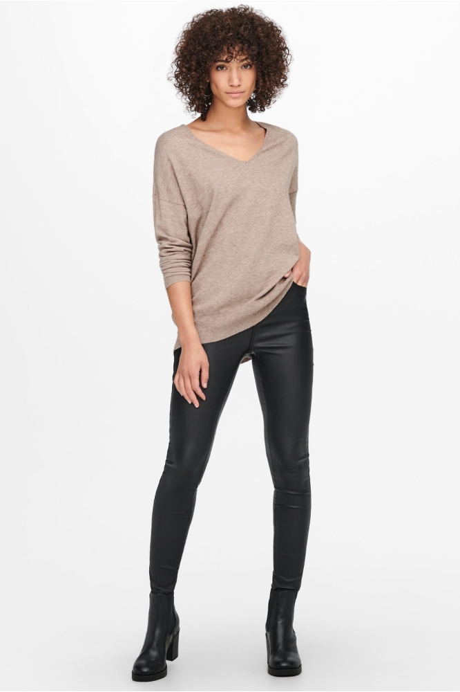 ONLLELY L/S LOOSE V-NECK PULL KNT NOOS 15246115 BEIGE