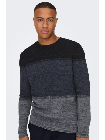 Only & Sons Trui ONSPANTER REG 12 STRUC CREW KNIT NO 22016980 Dress Blues/GRADING