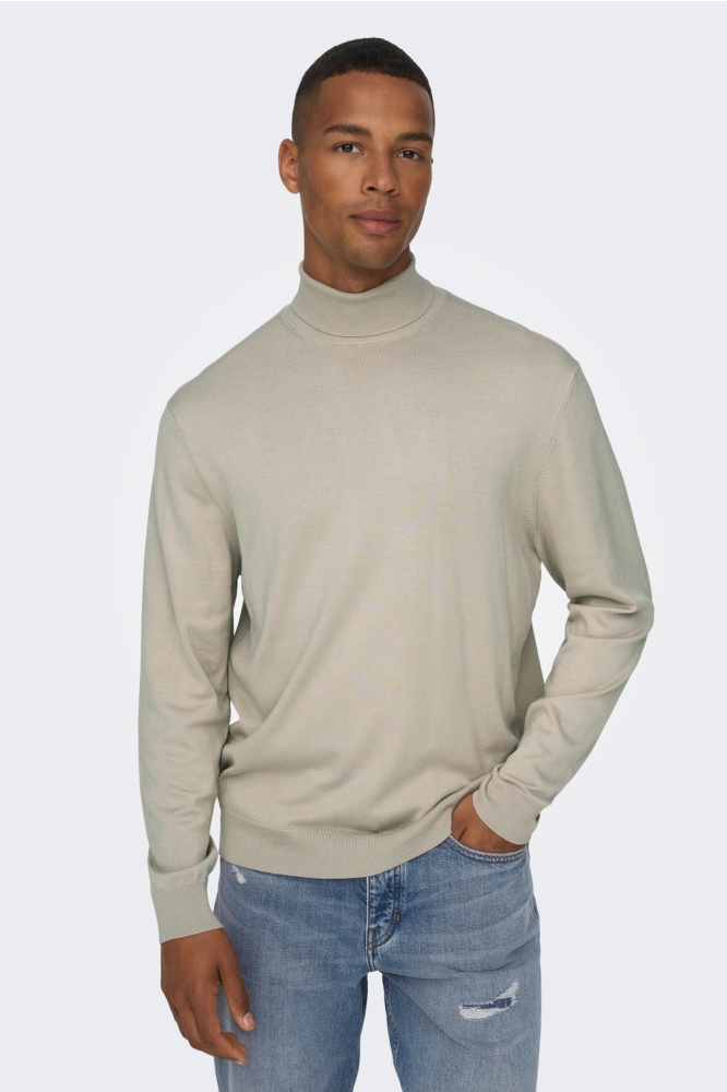 ONSWYLER LIFE REG 14 ROLL KNIT NOOS 22020879 Silver Lining