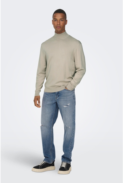 onswyler life reg 14 roll knit noos 22020879 only sons trui silver lining