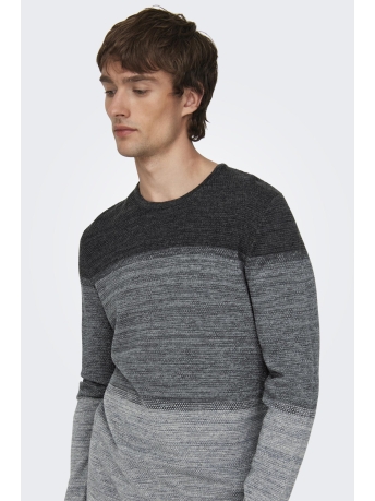 Only & Sons Trui ONSPANTER REG 12 STRUC CREW KNIT NO 22016980 MEDIUM GREY MELANGE