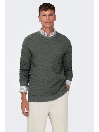 Only & Sons Trui ONSKALLE REG 12 STRUC CREW KNIT NOO 22026559 CASTOR GRAY