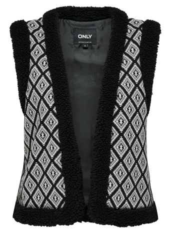 Only Vest ONLJESSIE AZTEC TEDDY WAISTCOAT CS 15323165 Black/AZTEC CLOU