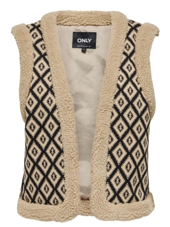 Only Vest ONLJESSIE AZTEC TEDDY WAISTCOAT CS 15323165 Black/AZTEC TANN