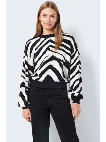 Noisy may Trui NMCHARLOTT L/S O-NECK KNIT 27028159 Black/EGGNOG