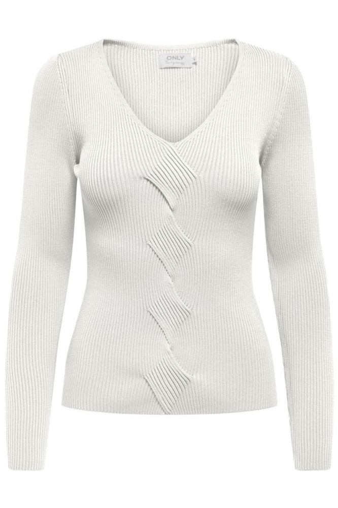 ONLSANDY LS DETAIL V-NECK CC KNT 15294792 Cloud Dancer
