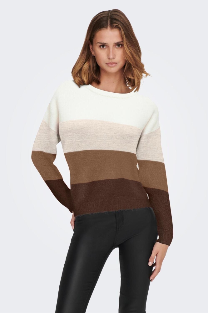 JDYNEWELANOR L/S PULLOVER KNT 15178922 CLOUD DANCER/COLORBLOCK