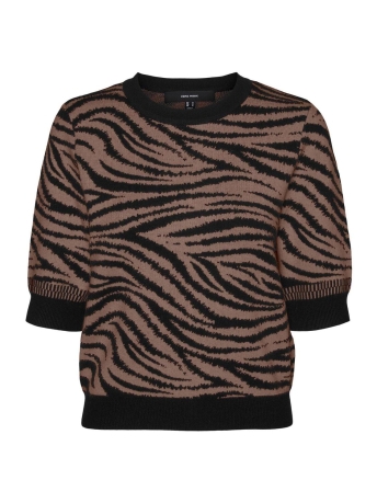 Vero Moda Trui VMROE 2/4 O-NECK PULLOVER GA 10293722 BLACK/BROWN