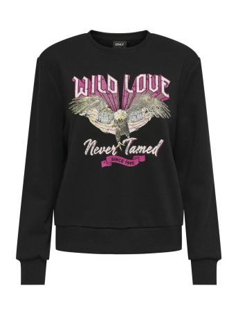 Only Trui ONLNOMI L/S WILD O-NECK BOX CC SWT 15313887 BLACK/EAGLE