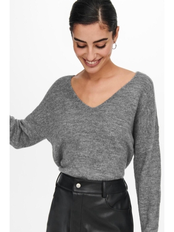Jacqueline de Yong Trui JDYELANORA L/S V-NECK PULLO. KNT NO 15207823 DARK GREY MELANGE