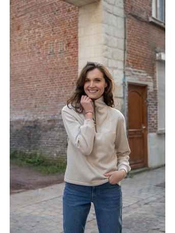 Zusss Trui SWEATER MET RITSSLUITING 305 011 1514 ZAND