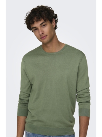 Only & Sons Trui ONSWYLER LIFE REG 14 LS CREW KNIT N 22020088 Hedge Green