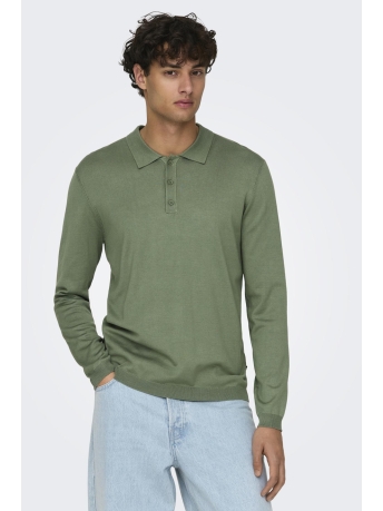 Only & Sons Polo ONSWYLER LIFE REG 14 LS POLO KNIT N 22021184 Hedge Green
