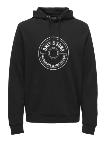 Only & Sons Trui ONSLAMER REG INTERLOCK SWEAT HOODIE 22028169 BLACK