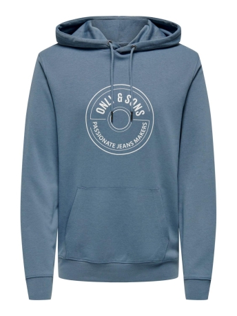 Only & Sons Trui ONSLAMER REG INTERLOCK SWEAT HOODIE 22028169 FLINT STONE