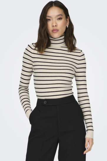 Only Trui ONLKAROL L/S ROLLNECK PULLOVER KNT 15165075 Whitecap Gray/Black Smal
