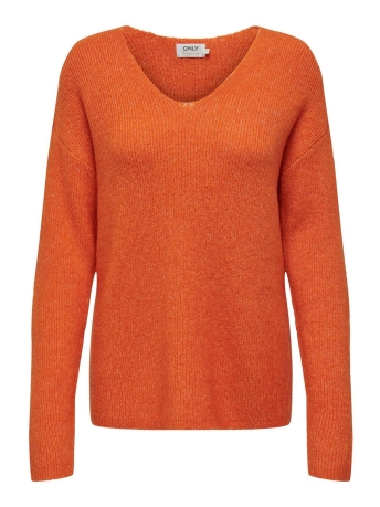 Only Trui ONLCAMILLA V-NECK L/S PULLOVER KNT 15204588 Russet Orange/MELANGE