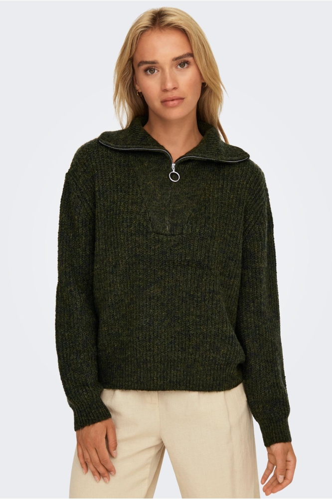 ONLBAKER L/S ZIP PULLOVER KNT NOOS 15247008 Rosin/MELANGE