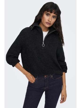 Only Trui ONLBAKER L/S ZIP PULLOVER KNT NOOS 15247008 BLACK