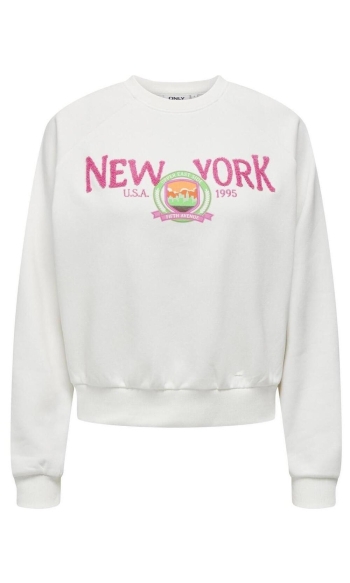 ONLGOLDIE L/S NYC O-NECK BOX SWT 15317023 Cloud Dancer/New York