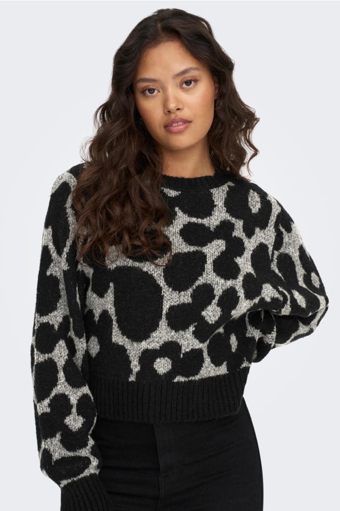 JDYMINIA L/S SHORT JACQUARD PULLOVE 15284285 BLACK