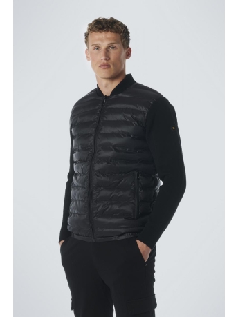 NO-EXCESS Vest CARDIGAN KNITTED BODY WOVEN PADDED 21650830 020 BLACK
