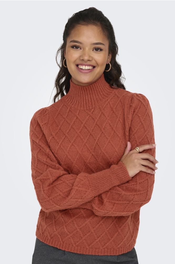 JDYSIGRID LIFE L/S PUFF SLEEVE PULL 15300330 Burnt Brick