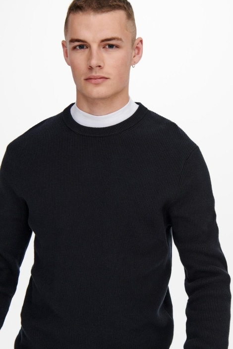 Only & Sons blauwe heren trui | Close up