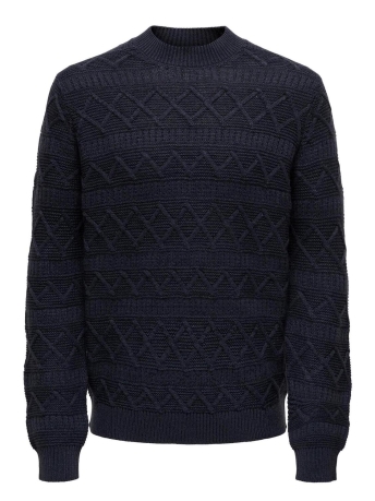 Only & Sons Trui ONSWADE REG 5 STRUC CREW NECK KNIT 22027159 DARK NAVY