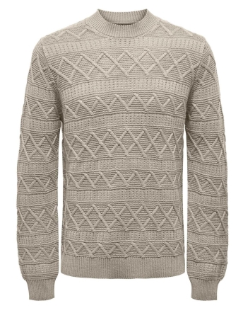 Only & Sons Trui ONSWADE REG 5 STRUC CREW NECK KNIT 22027159 SILVER LINING